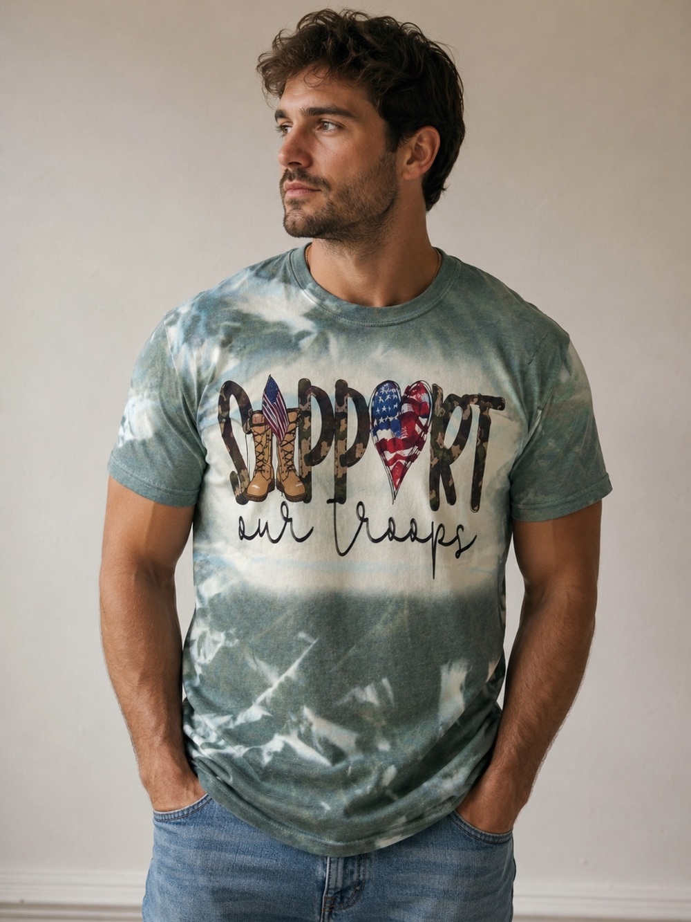 New Gilden "Support Our Troops" T- Shirt size XL